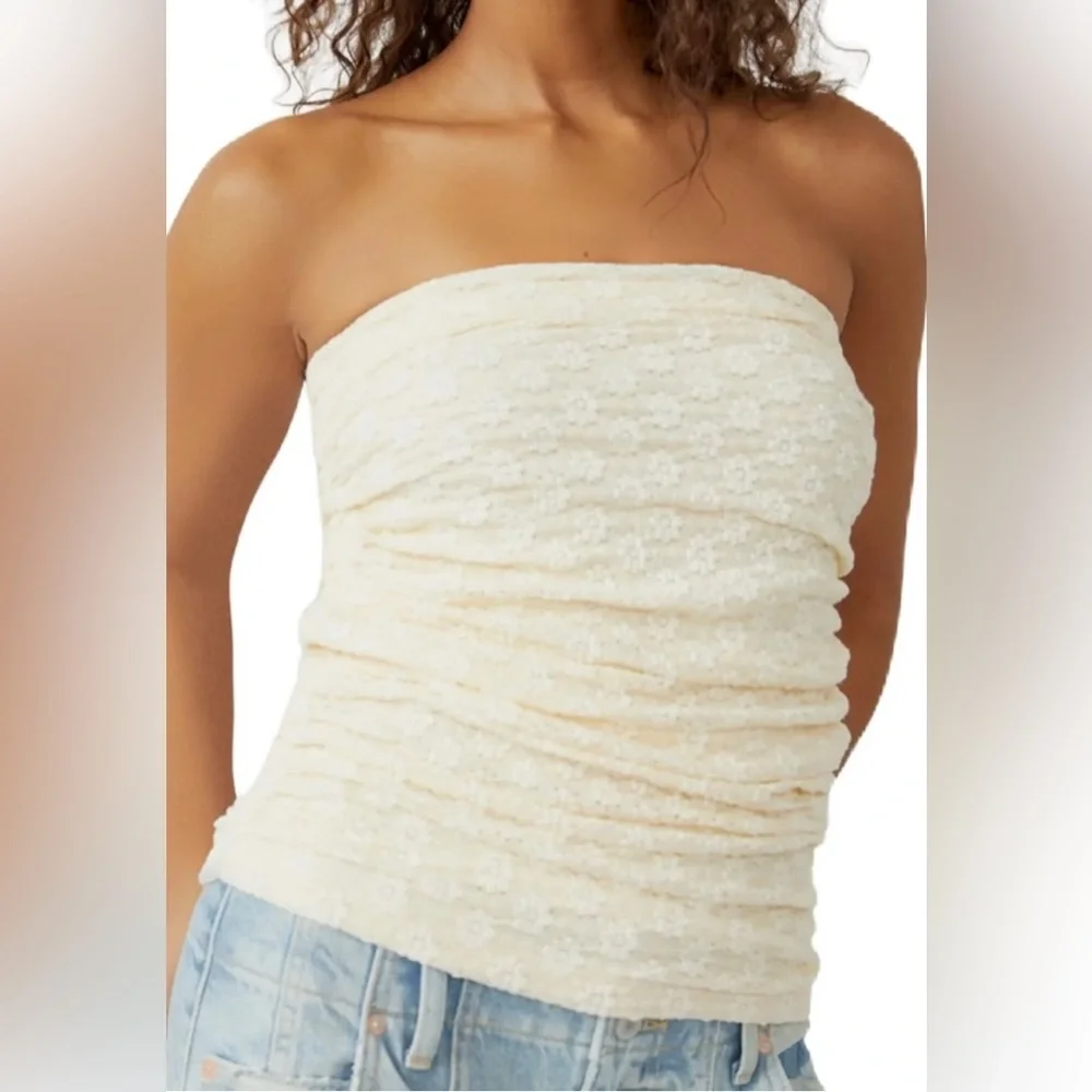NWT Free People‎ Ona Ruched Convertible Cream Miniskirt